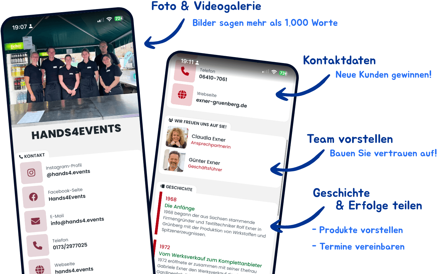 Kalender zeige Veranstaltungen von Vereinen, Firmen und Kommunen, in der Mitte das Logo der Mittelhessen-App