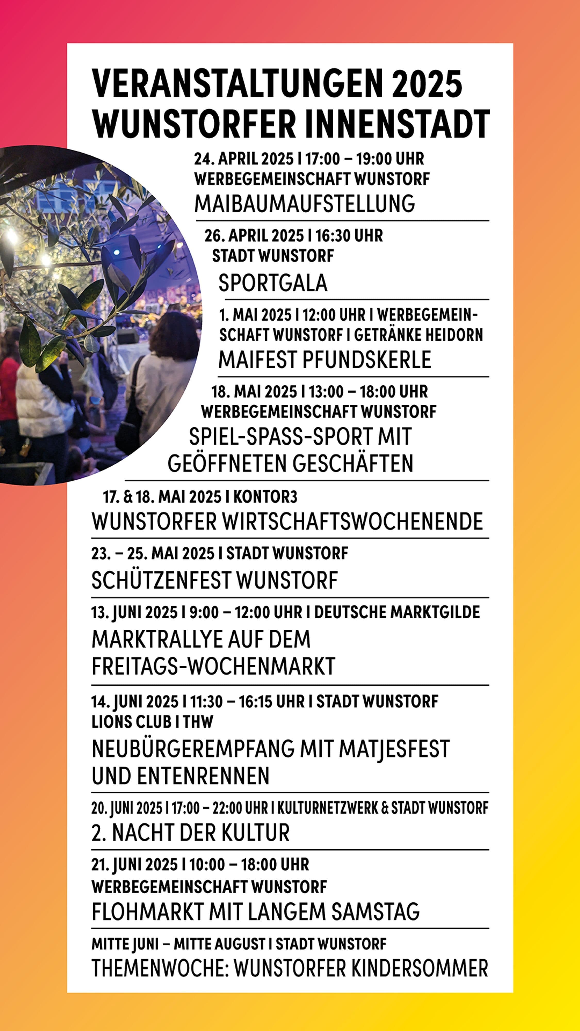 Wunstorf 2025: Neuer Veranstaltungsflyer vereinfacht den Überblick | Symbolbild