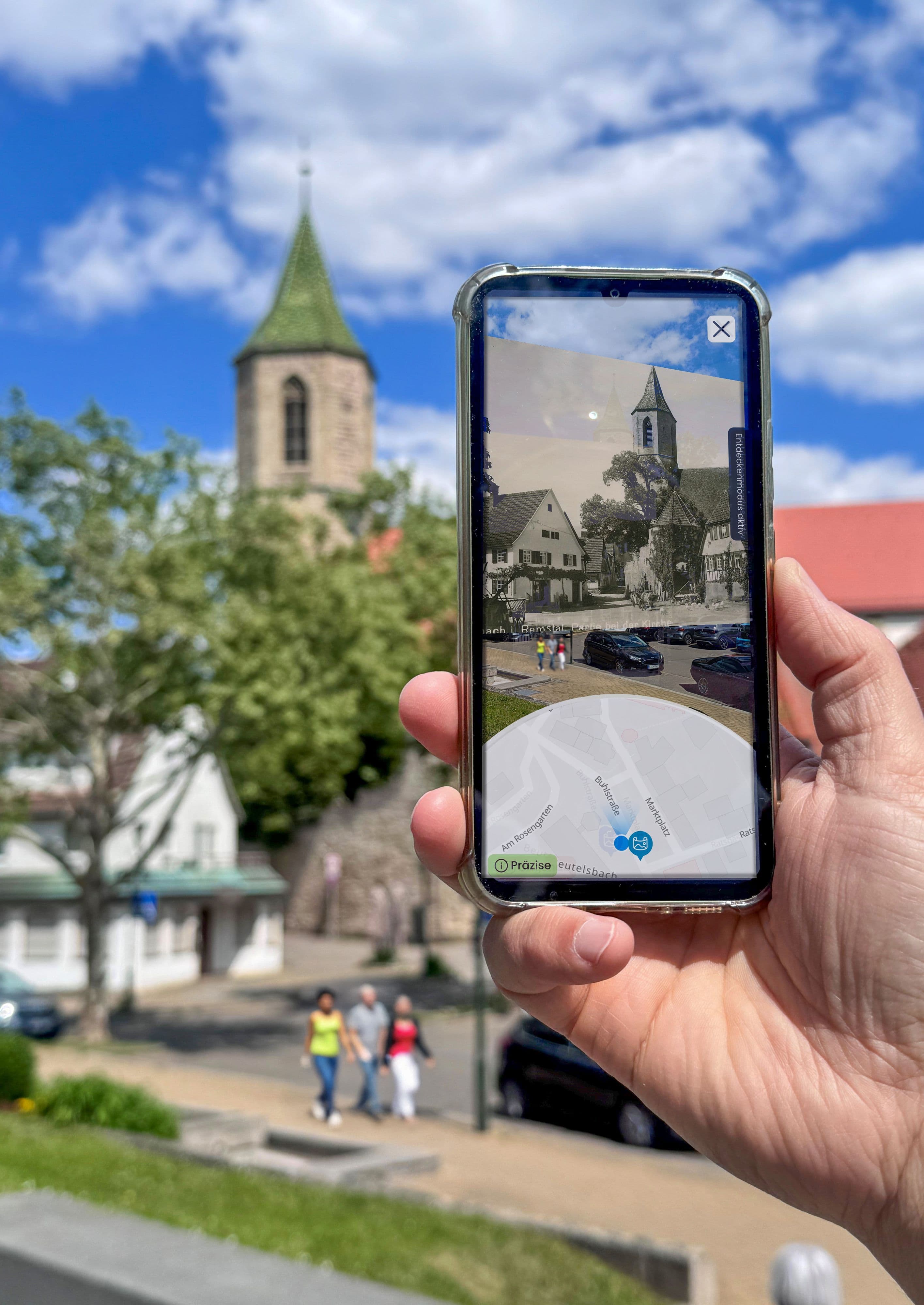 Augmented Reality mit der „ZeigMal“-App zum Entdecken historischer Orte in Weinstadt. Augmented Reality mit der „ZeigMal“-App zum Entdecken historischer Orte in Weinstadt.