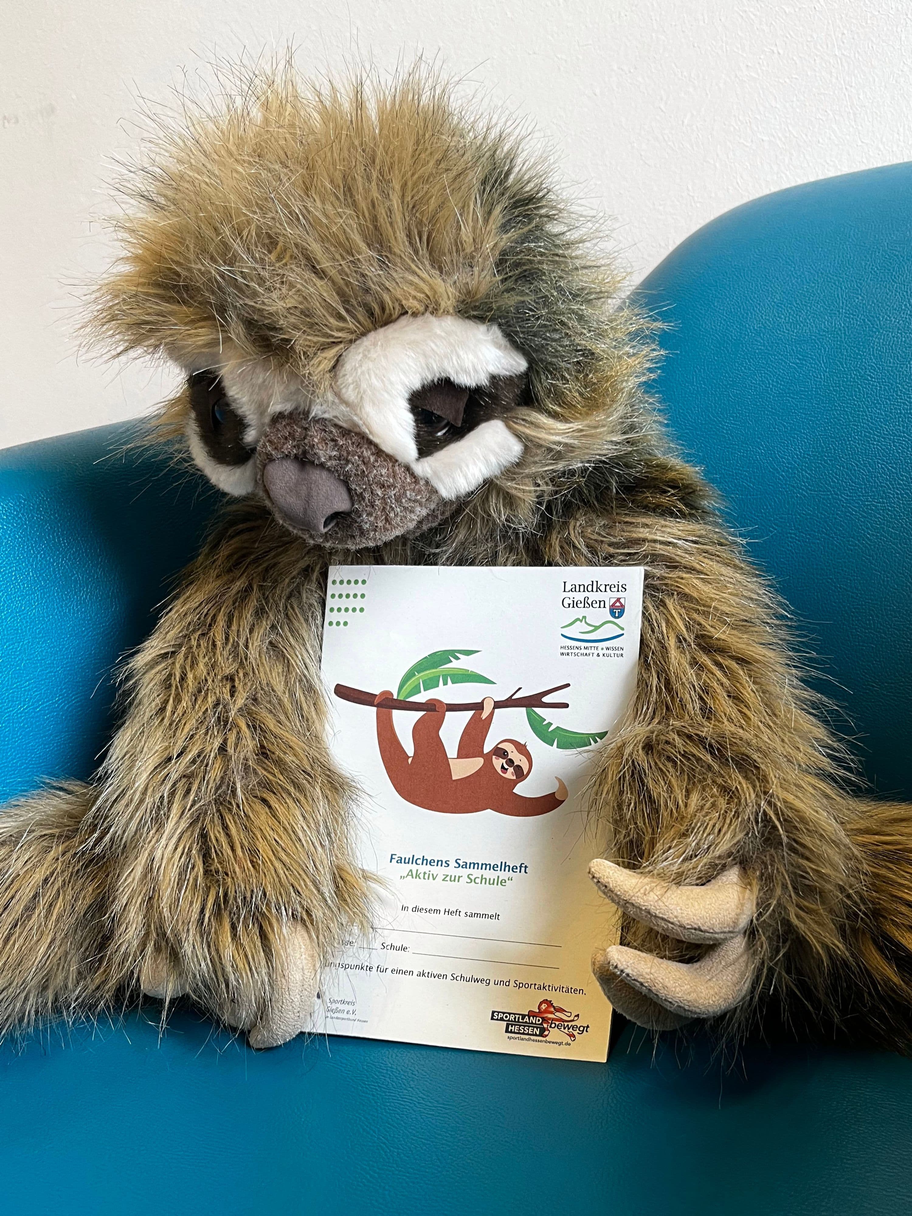 Faultier 'Faulchen' begleitet Grundschulklassen für acht Wochen auf dem Schulweg und in der Bewegung.