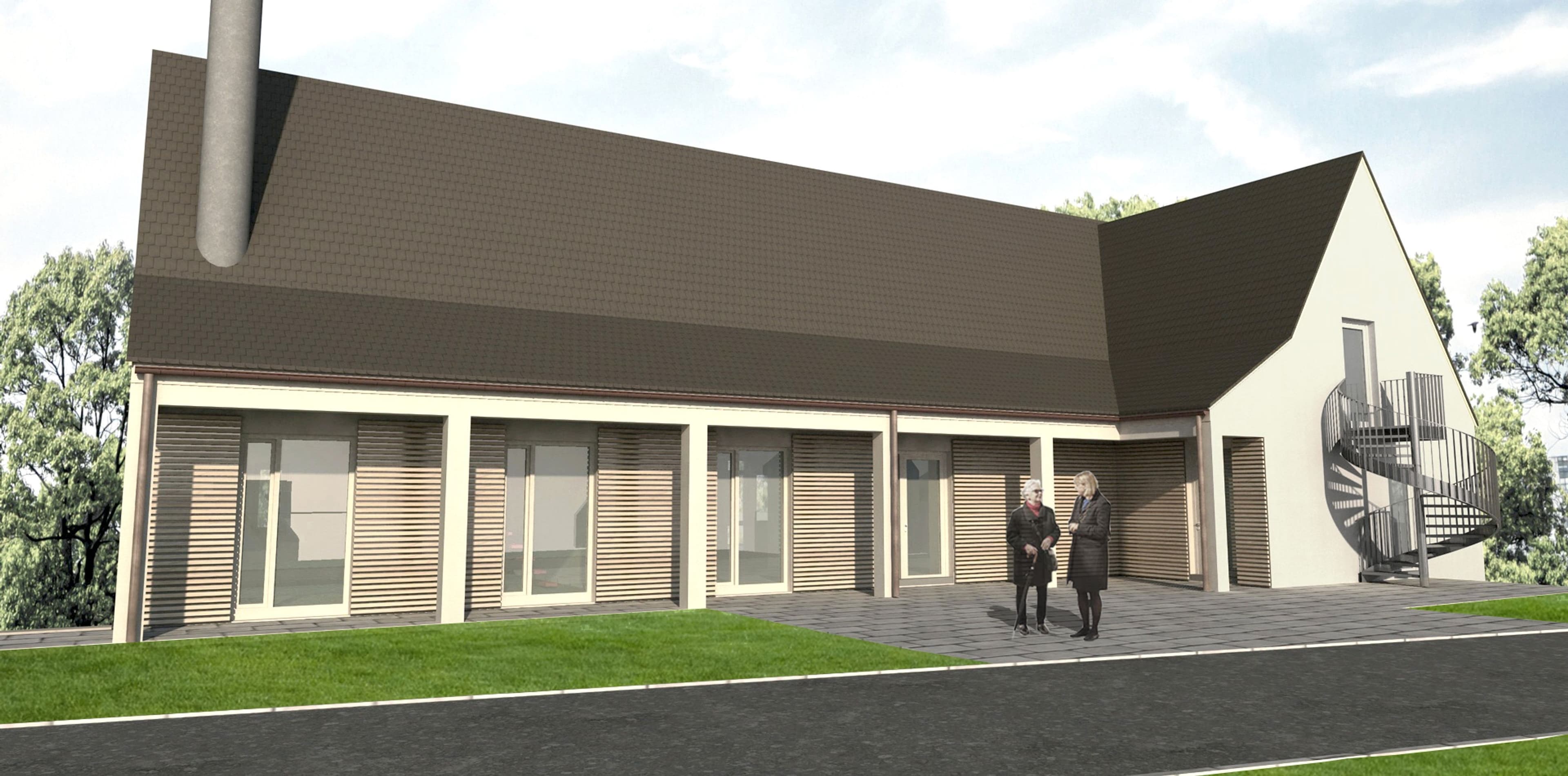 Visualisierung des neuen Krematoriums auf dem Lahrer Bergfriedhof. Visualisierung des neuen Krematoriums auf dem Lahrer Bergfriedhof.