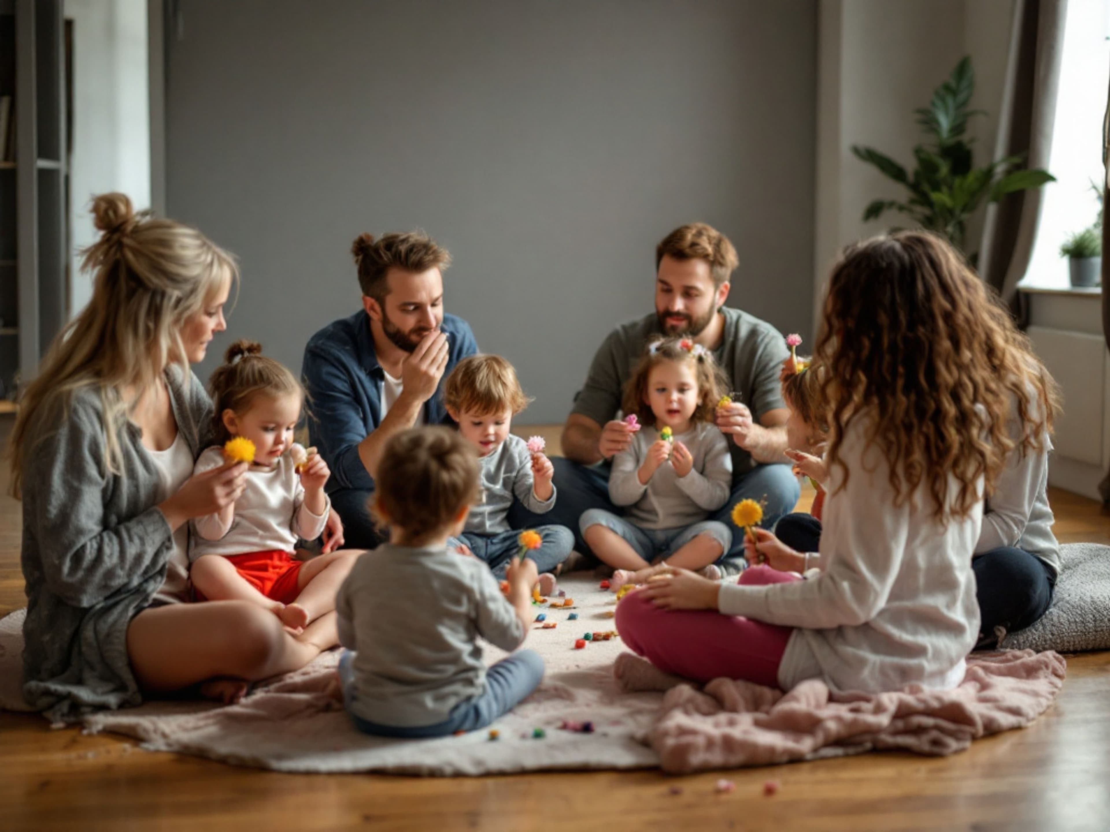 Frühkindliche Förderung durch Eltern-Kind-Kurse mit musikalischen Aktivitäten bei der Musikschule.