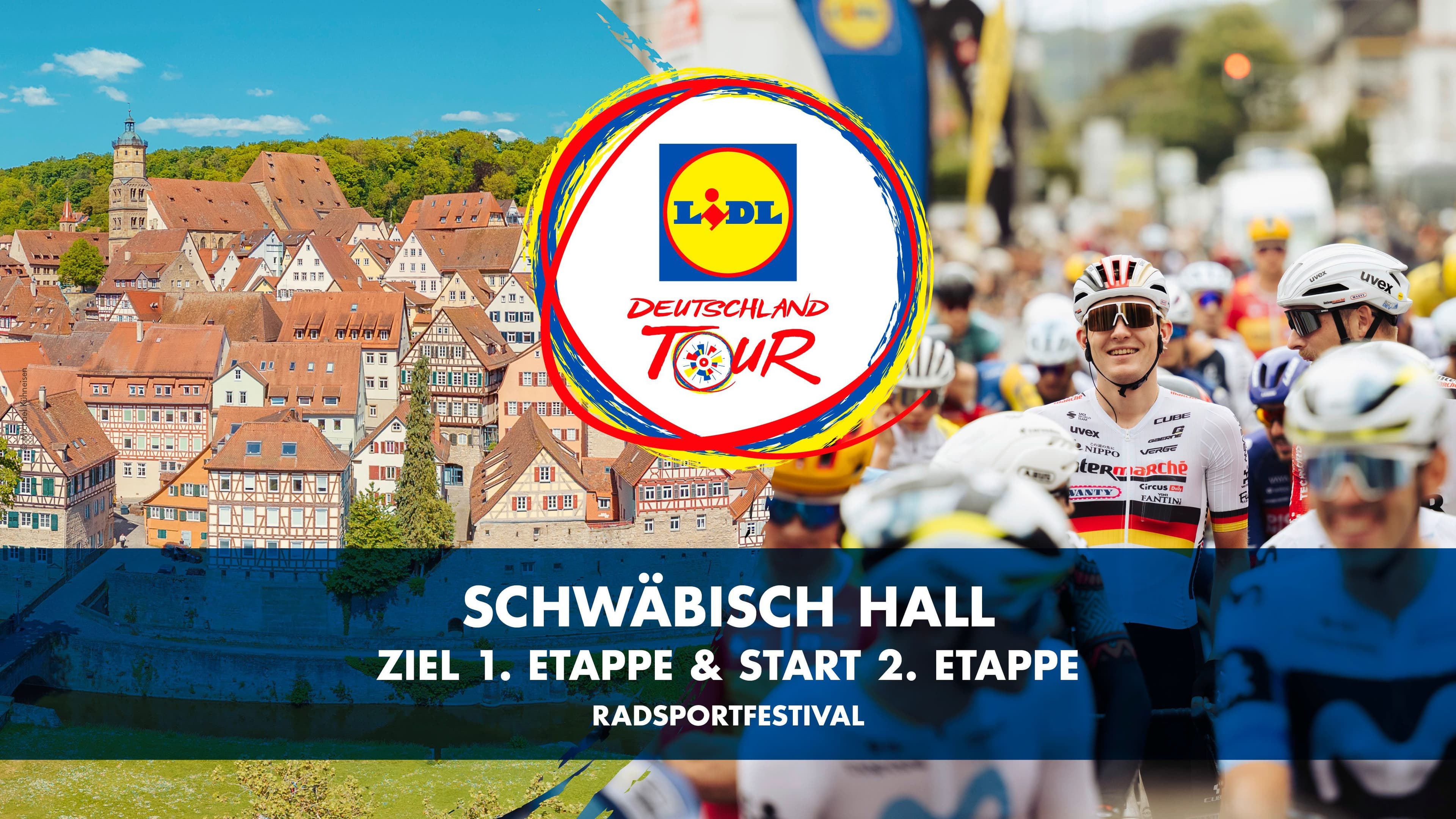 Das offizielle Key Visual zur Lidl Deutschland Tour 2026 mit Schwäbisch Hall als Etappenort.