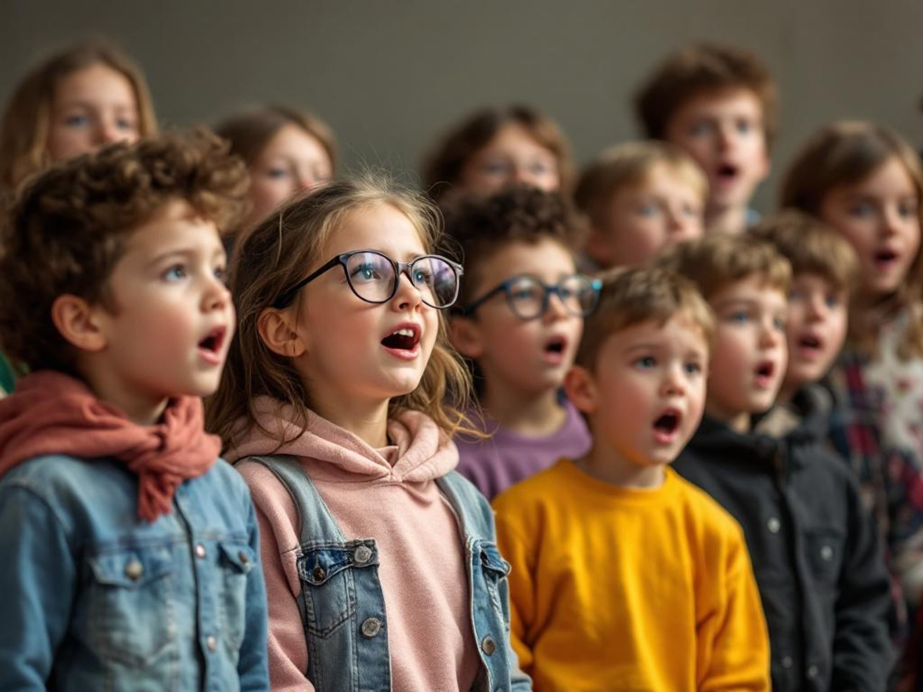 Kinderchor der Musikschule Hohenlohe unter Leitung von Catalina Bautista Torres beim gemeinsamen Singen.