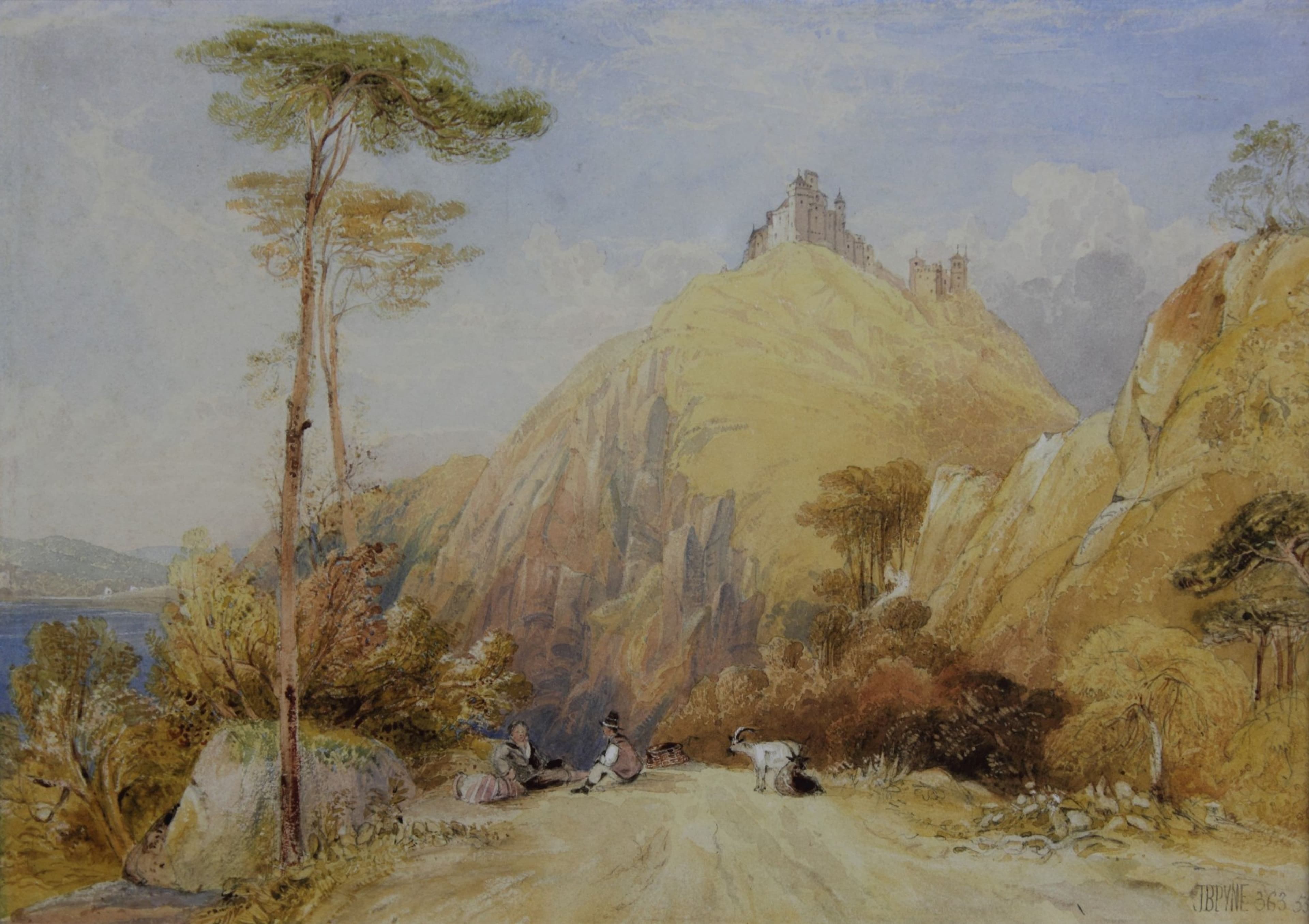 Ehrenbreitstein von Süden, Aquarell von William Callow, 1894., Marksburg von Süden, Gemälde von James Baker Pyne, 1855.