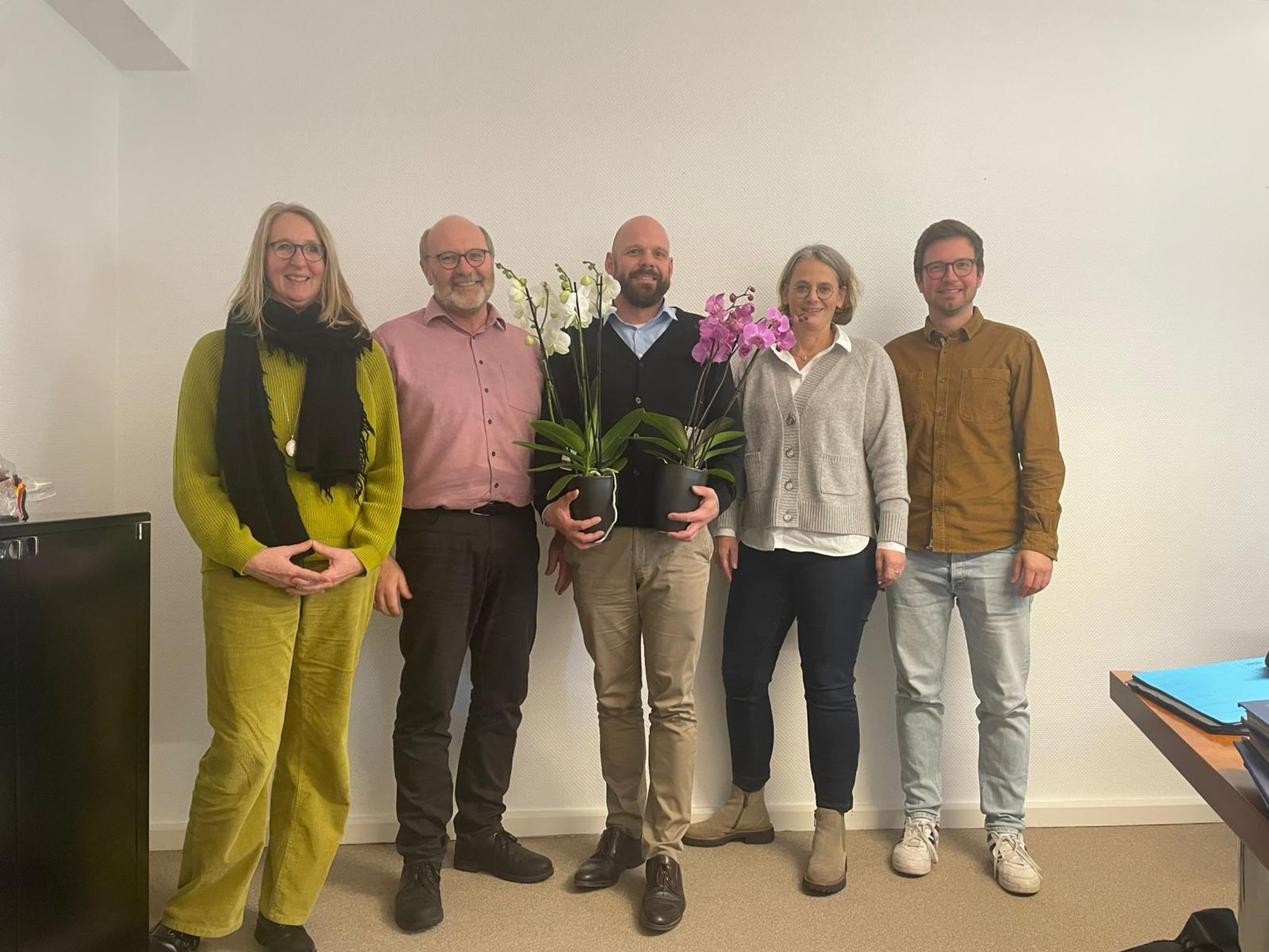 Bürgermeister Lennertz bei seinem Antrittsbesuch an den Billerbecker Schulen mit den Schulleitungen.