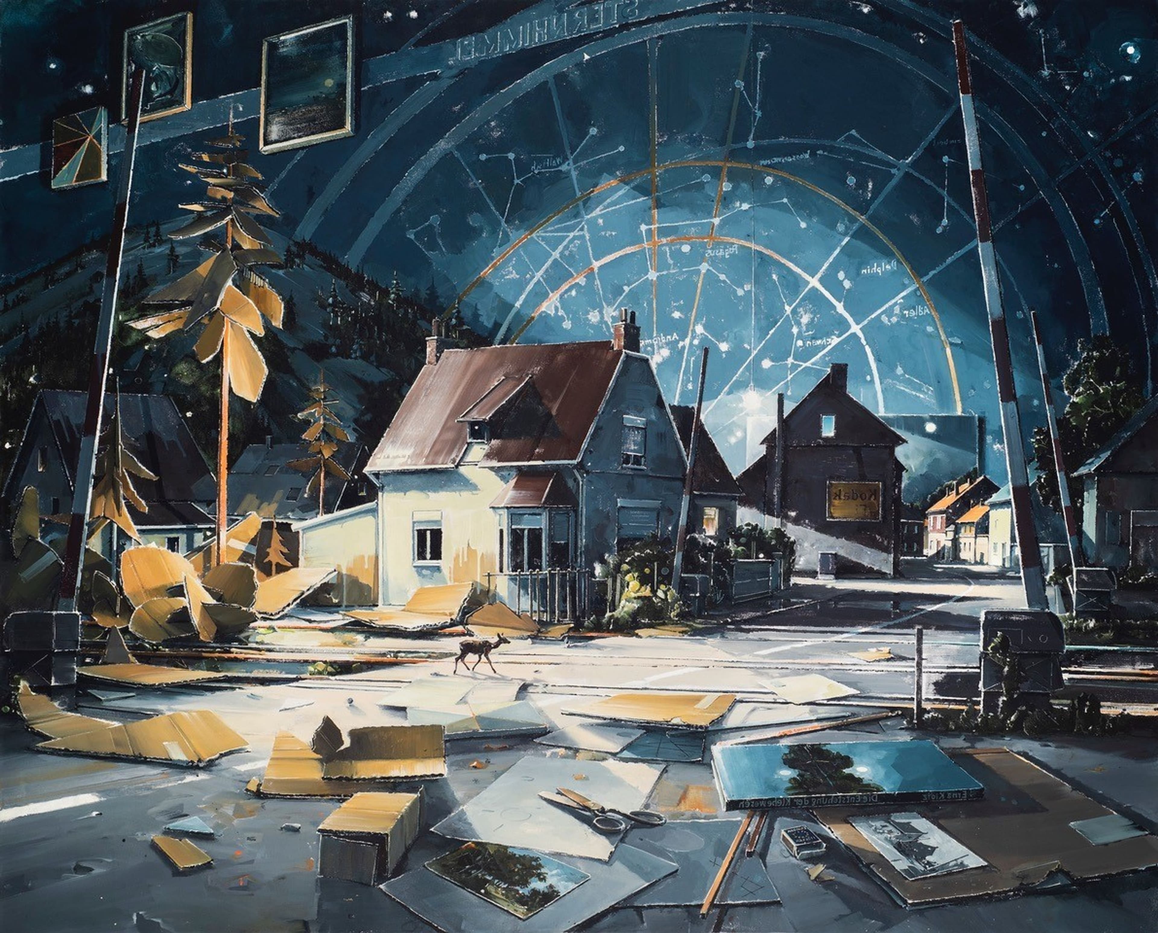 Werke von Johann Peter Hasenclever, Kreuzberg, Berlin und Sven Kroner in der Ausstellung 'Gestalten der Nacht'.