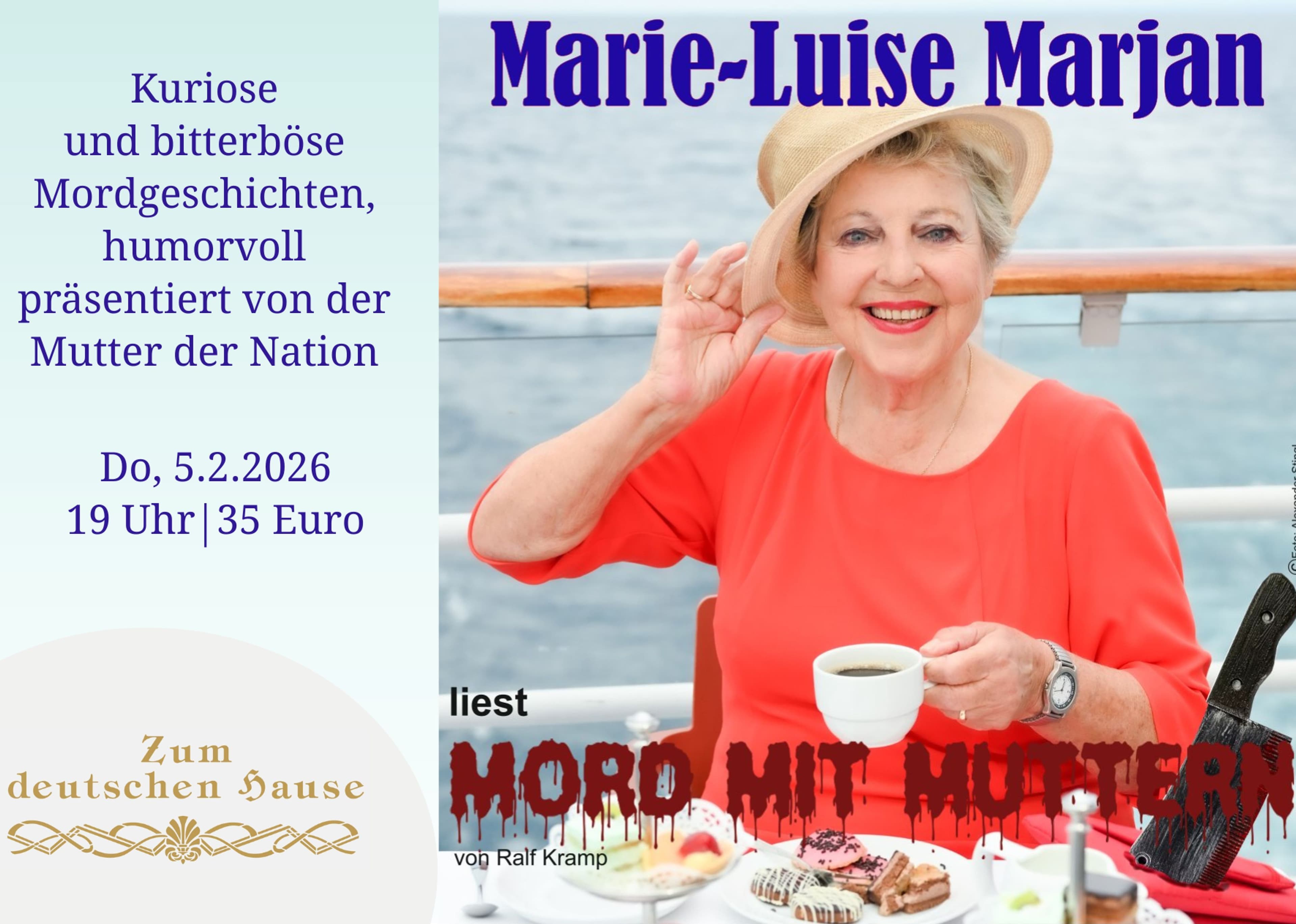 Marie-Luise Marjan liest im Deutschen Haus kuriose Kriminalgeschichten von Ralf Kramp.