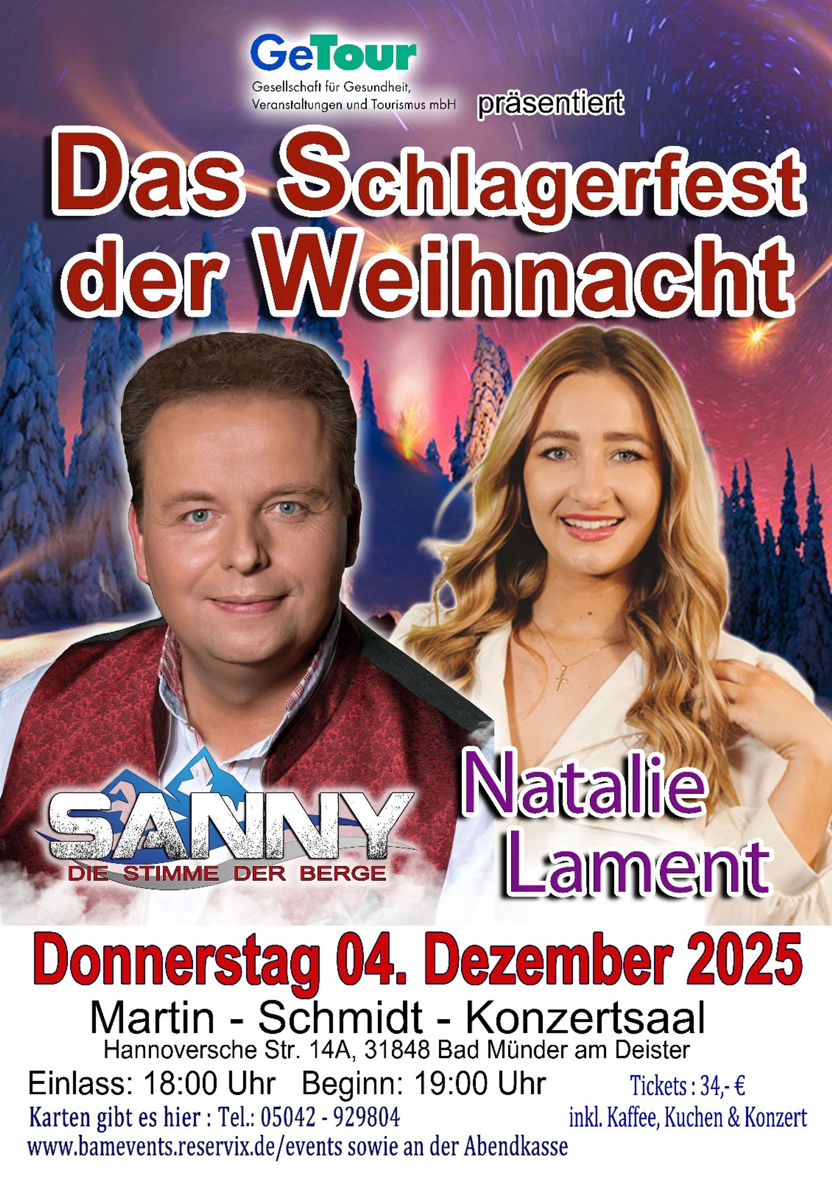 Sanny – Die Stimme Berge tritt beim Schlagerfest Weihnacht am 4. Dezember 2025 auf.