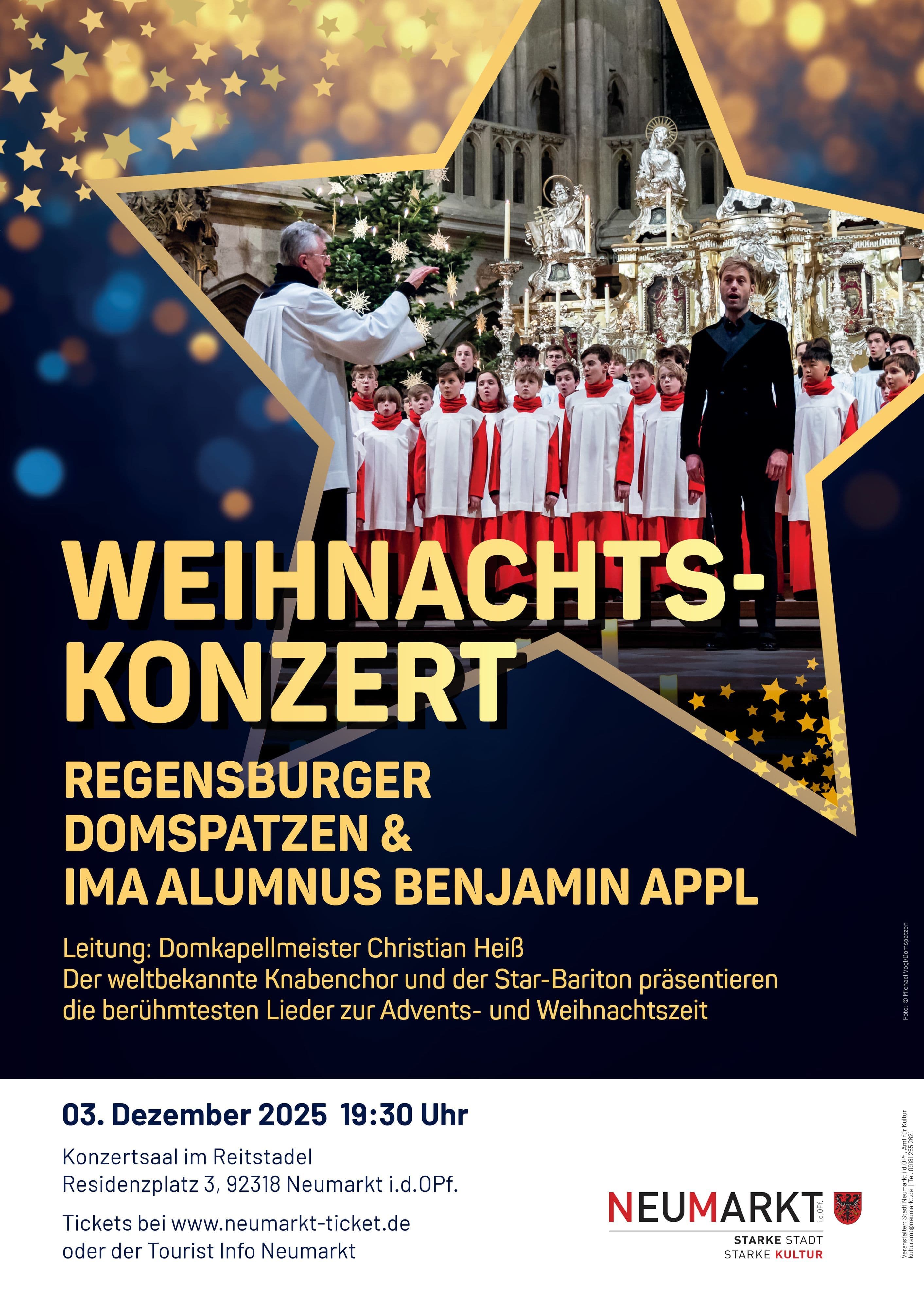 Plakatmotiv des Weihnachtskonzerts der Regensburger Domspatzen im Reitstadel.