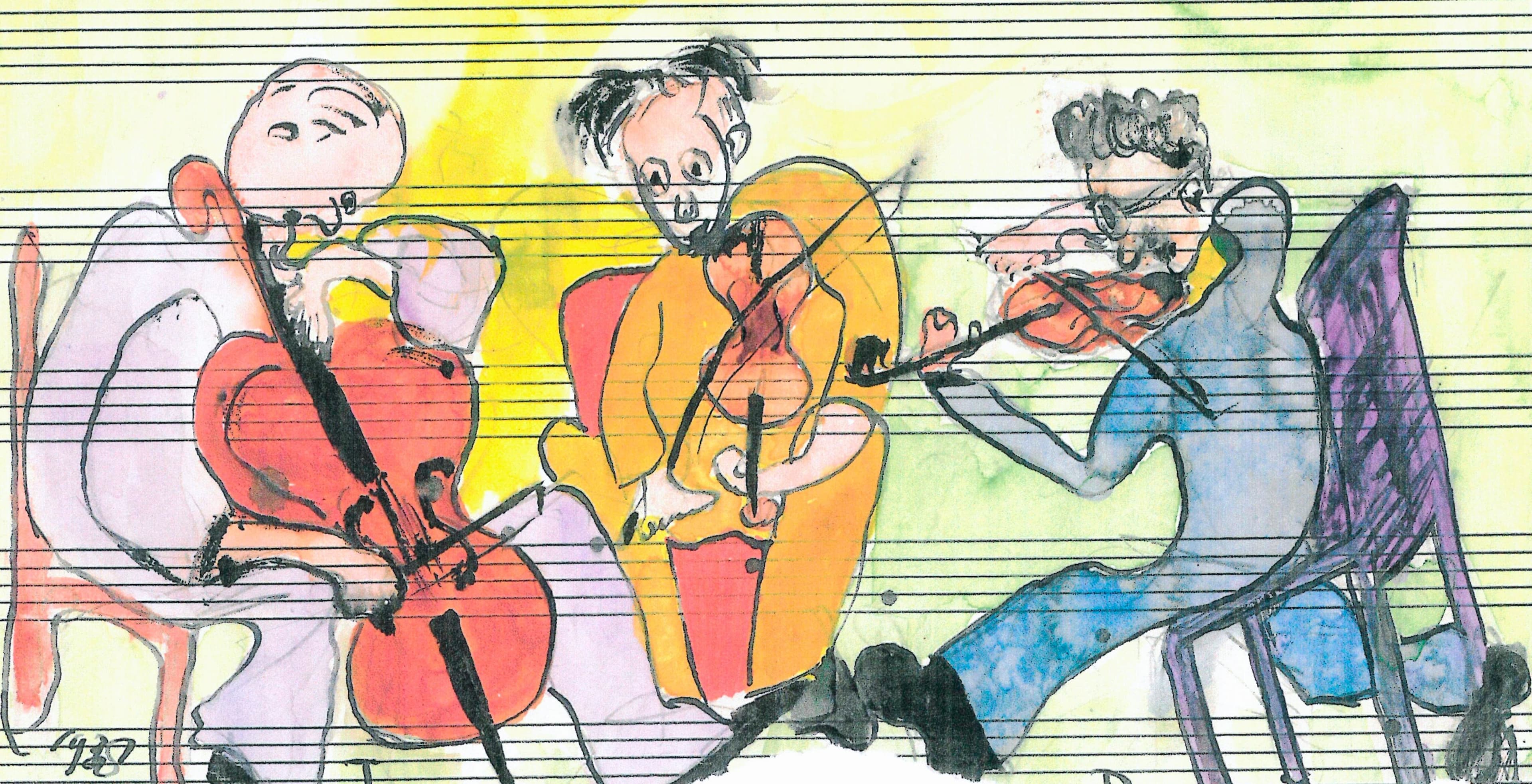Grafik zum Festival Verfemte Musik mit Hinweis auf das Trio à cordes.